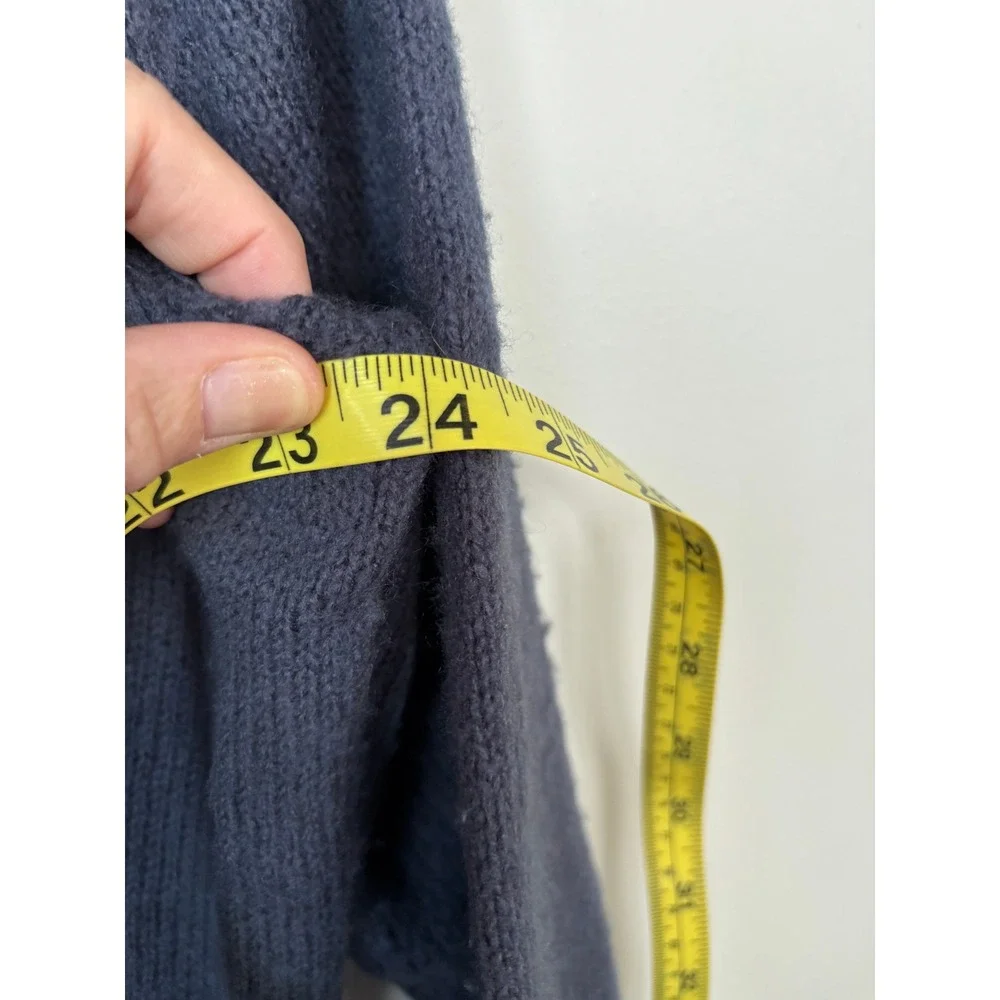 360Cashmere Navy Blue Merino Wool Cashmere V-Neck Sweater 39516 Mens Medium